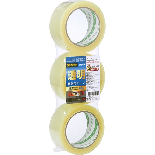 3M スコッチ 透明梱包用テープ プロ仕様 48mm×50m 375-3P 1パック(3巻)