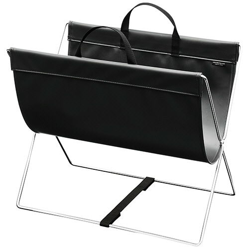 サキ　セルフワゴン　持ち手付　レザー調ＰＶＣ　Ｍ　ブラック　Ｒ－３５７ＢＫ　１個