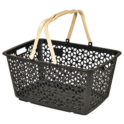 ヒマラヤ化学　ハンドル積重ねバスケット　ブラック　１個