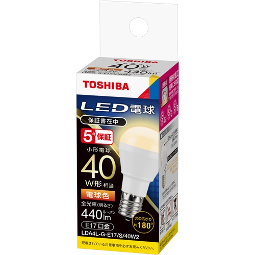 東芝ライテック LED電球 ミニクリプトン形 E17口金 4.2W 電球色 LDA4L-G-E17/S/40W/2 1個