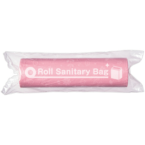 ＴＡＮＯＳＥＥ　サニタリーポリ袋　再生原料入り　ロールタイプ　ピンク　１本（５０枚）