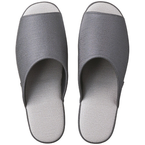 ハピラ　生地調ビニールコンフォートスリッパ　ラスター　チャコール×グレー　ＴＦＢ００８－ＣＨＧＹ　１足
