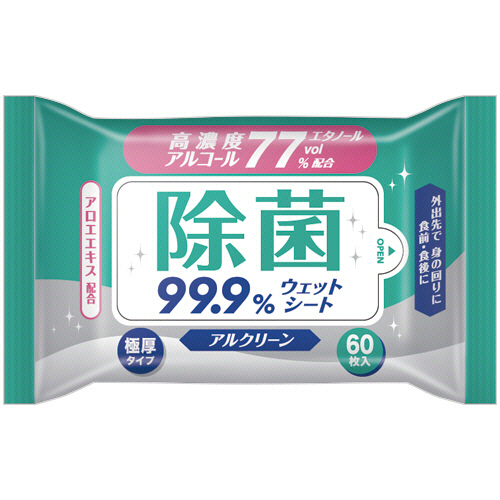 太陽マーク　アルクリーン　除菌ウエットシート　１パック（６０枚）