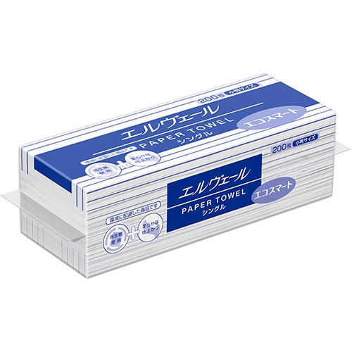 大王製紙 エルヴェール ペーパータオル エコスマート 小判 シングル 200枚 1パック