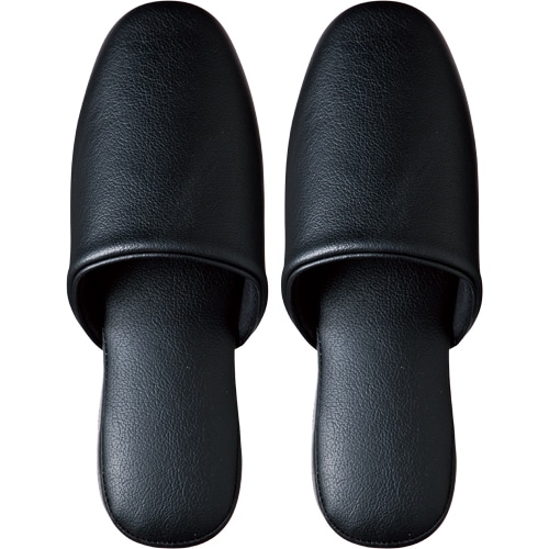 TANOSEE 最高級レザー調スリッパ ブラック 1足