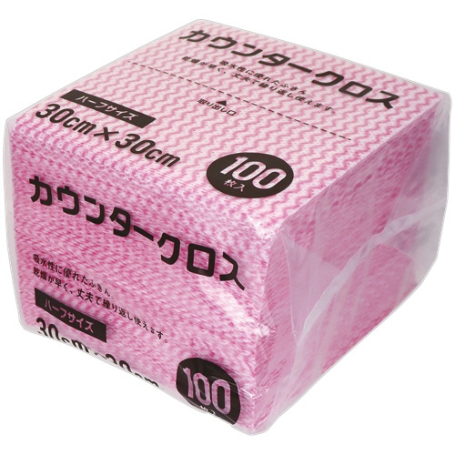 大和物産　カウンタークロス　ハーフサイズ　３０×３０ｃｍ　ピンク　１パック（１００枚）