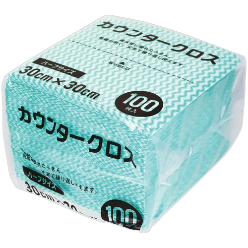 大和物産　カウンタークロス　ハーフサイズ　３０×３０ｃｍ　グリーン　１パック（１００枚）