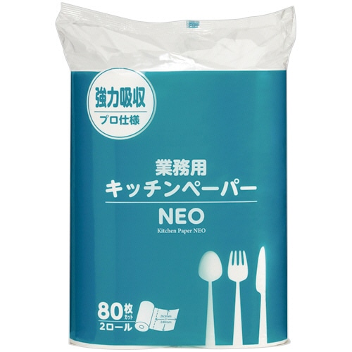 大黒工業　業務用キッチンペーパーＮＥＯ　８０カット／ロール　１パック（２ロール）