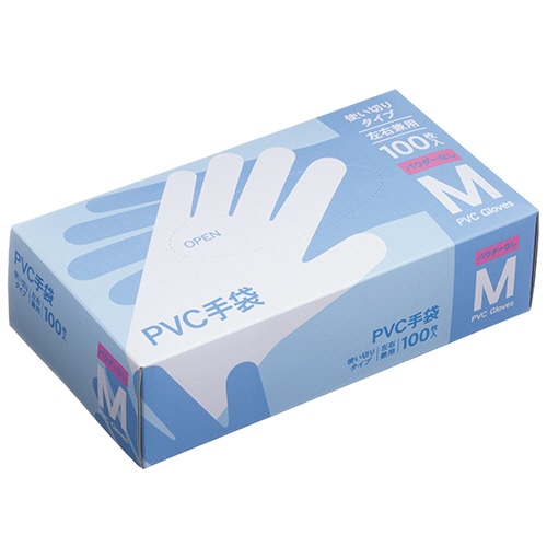 PVC手袋 パウダーなし M 1箱(100枚)