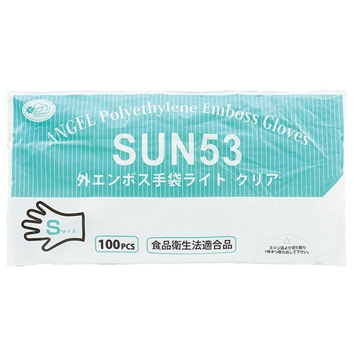 サンフラワー 外エンボス手袋ライト クリア S SUN53 1パック(100枚)
