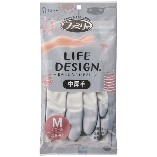 エステー　ファミリー　ビニール中厚手　ライフデザイン　Ｍ　グレー　１双