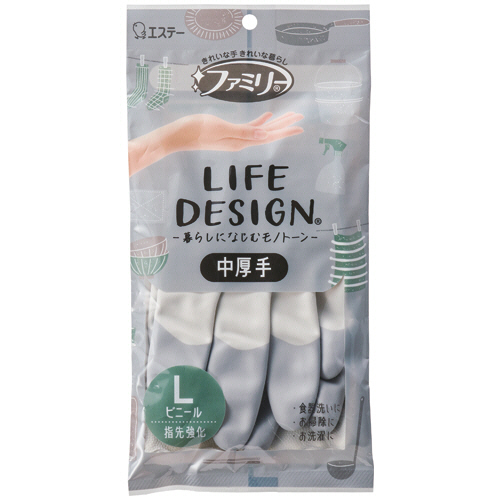 エステー　ファミリー　ビニール中厚手　ライフデザイン　Ｌ　グレー　１双