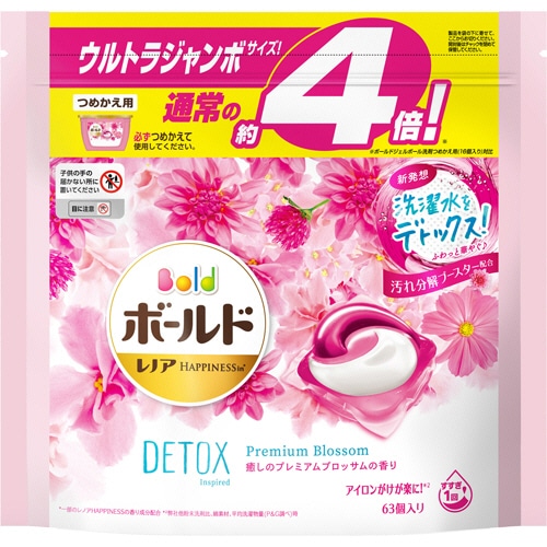 P&G ボールド ジェルボール3D 癒しのプレミアムブロッサムの香り つめかえ用 ウルトラジャンボ 1パック(63個)