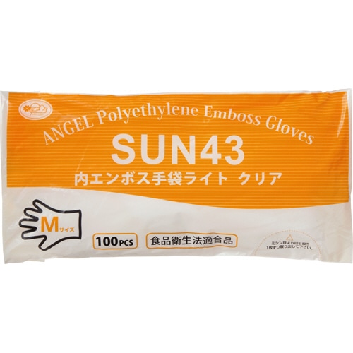 サンフラワー 内エンボス手袋ライト クリア M SUN43 1パック(100枚)
