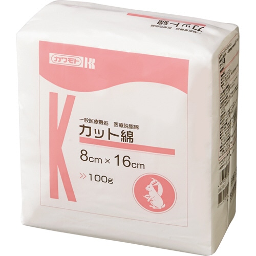 カワモト カット綿 8×16cm 100g 013-012120-00 1パック