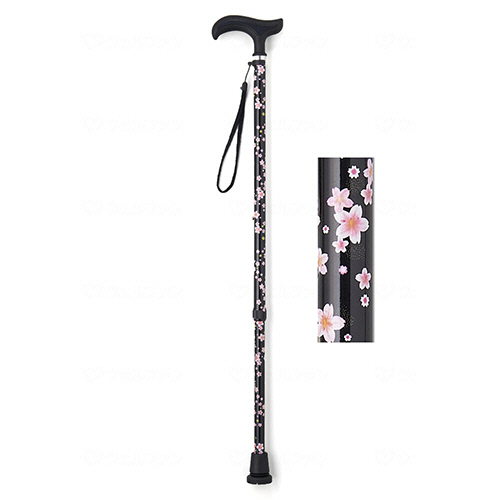 ウェルファン　まごころステッキ　ベーシック　７３－９３ｃｍ　桜ブラック　００９７９１ＳＢ　１本