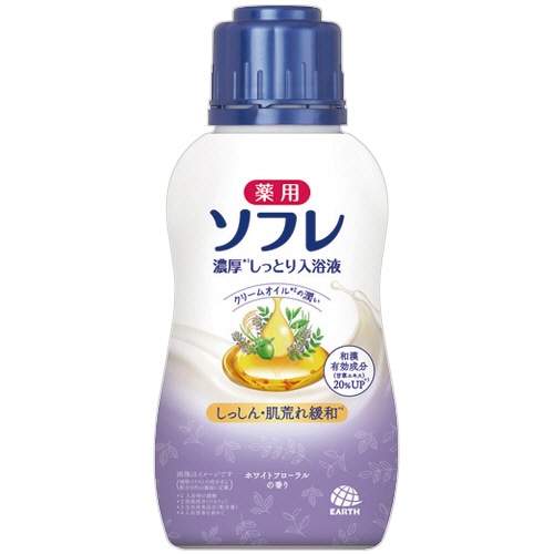 アース製薬　バスクリン　薬用ソフレ　濃厚しっとり入浴液　ホワイトフローラルの香り　本体　４８０ｍＬ　１本