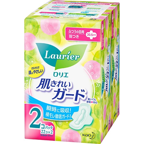 花王 ロリエ 肌きれいガード ふつうの日用 羽つき 1セット(44個:22個×2パック)