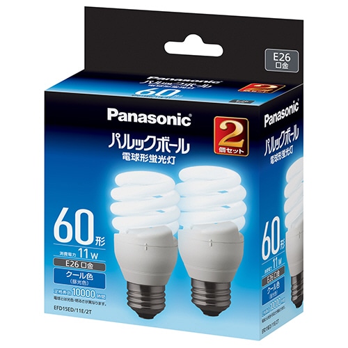 パナソニック パルックボール D形 60W形 E26 昼光色 EFD15ED11E2T 1パック(2個)