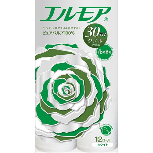 カミ商事 エルモア トイレットロール 花の香り ダブル 芯あり 30m 1パック(12ロール)