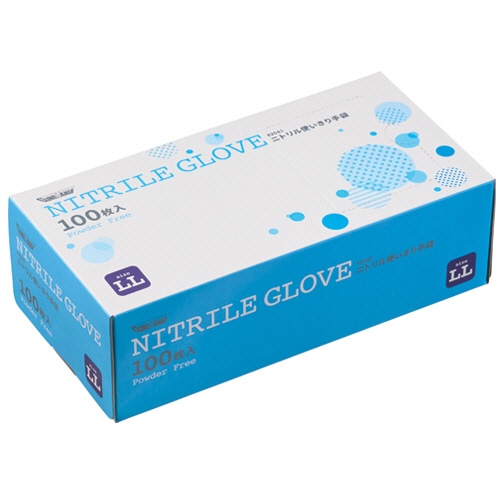 川西工業　ニトリル使いきり手袋　パウダーフリー　ブルー　ＬＬ　＃２０４１　１箱（１００枚）
