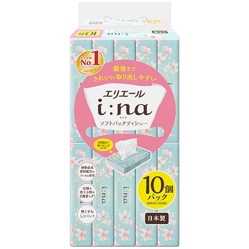 大王製紙 エリエール i:na(イーナ)ソフトパックティシュー 150組/個 1パック(10個)