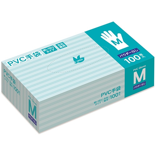 PVC手袋 パウダーなし M 1箱(100枚)