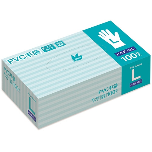 PVC手袋 パウダーなし L 1箱(100枚)