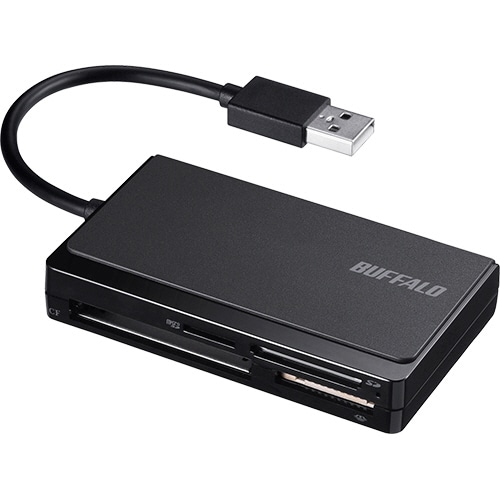 バッファロー USB2.0 マルチカードリーダー/ライター ケーブル収納モデル ブラック BSCR300U2BK 1個