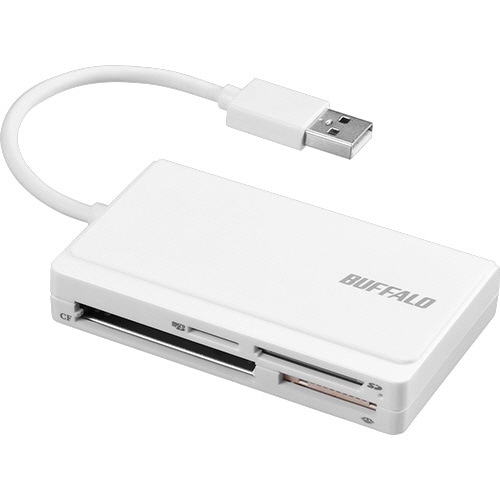 バッファロー USB2.0 マルチカードリーダー/ライター ケーブル収納モデル ホワイト BSCR300U2WH 1個