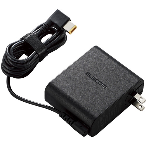 エレコム ノートパソコン用ACアダプタ(回転スイングプラグ) NEC65W/20V 角コネクタタイプ ACDC-2065NEBK 1個