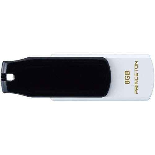 プリンストン USBフラッシュメモリー ストラップ付き 8GB ブラック/ホワイト PFU-T3KT/8GBK 1個