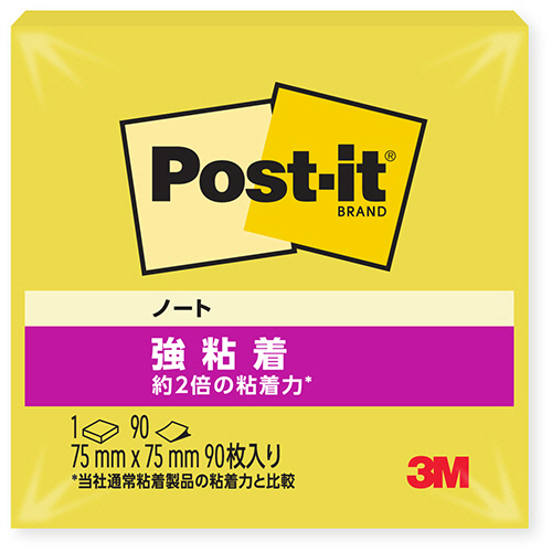 ３Ｍ　ポスト・イット　強粘着ノート　７５×７５ｍｍ　シトロン　６５４ＳＳ－ＣＮＹ　１冊