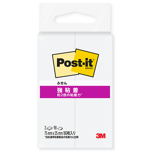 ３Ｍ　ポスト・イット　強粘着ふせん　７５×２５ｍｍ　ホワイト　５００ＳＳ－Ｗ　１パック（２冊）