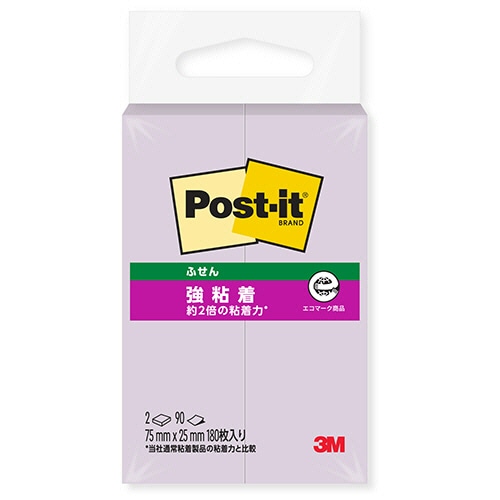 ３Ｍ　ポスト・イット　強粘着ふせん　再生紙　７５×２５ｍｍ　オーキッドフロスト　５００ＳＳ－ＯＦ　１パック（２冊）