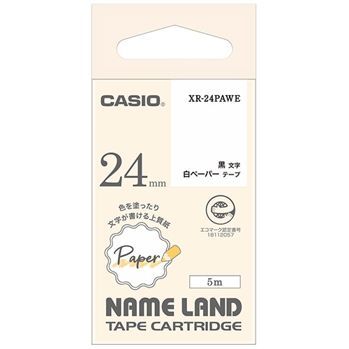カシオ　ＮＡＭＥ　ＬＡＮＤ　ペーパーテープ　２４ｍｍ×５ｍ　白／黒文字　ＸＲ－２４ＰＡＷＥ　１個