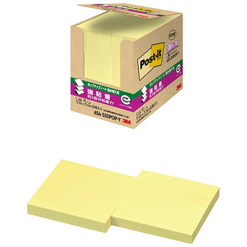 ３Ｍ　ポスト・イット　強粘着ポップアップノート　詰替用　７５×７５ｍｍ　イエロー　６５４－５ＳＳＰＯＰ－Ｙ　１パック（５冊）