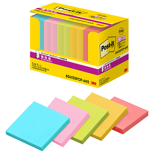 ３Ｍ　ポスト・イット　エコノパック　強粘着ポップアップノート　詰替用　７５×７５ｍｍ　５色　６５４１ＳＳＰＯＰ－ＡＮ２　１パック（１０冊）