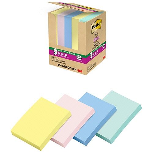 ３Ｍ　ポスト・イット　強粘着ポップアップノート　詰替用　７５×５０ｍｍ　４色　６５６－５ＳＳＰＯＰ－ＡＰＮ　１パック（５冊）