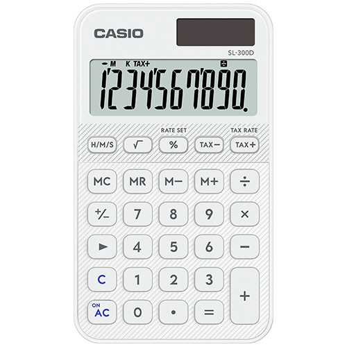 カシオ　カラフル電卓　１０桁　手帳タイプ　ホワイト　ＳＬ－３００Ｄ－ＷＥ－Ｎ　１台