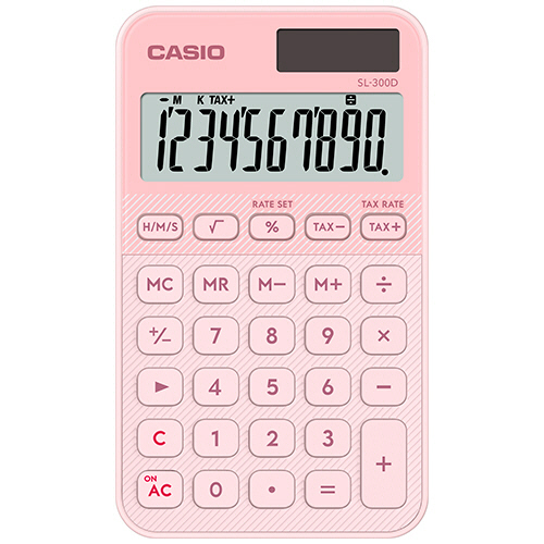 カシオ　カラフル電卓　１０桁　手帳タイプ　ライトピンク　ＳＬ－３００Ｄ－ＬＰ－Ｎ　１台