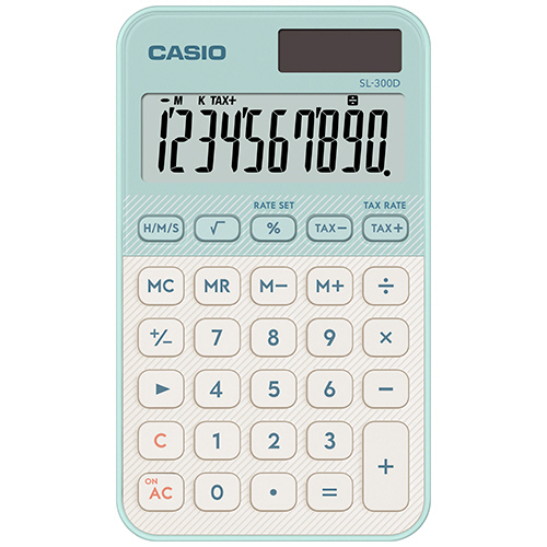 カシオ　カラフル電卓　１０桁　手帳タイプ　ライトグリーン　ＳＬ－３００Ｄ－ＬＧ－Ｎ　１台