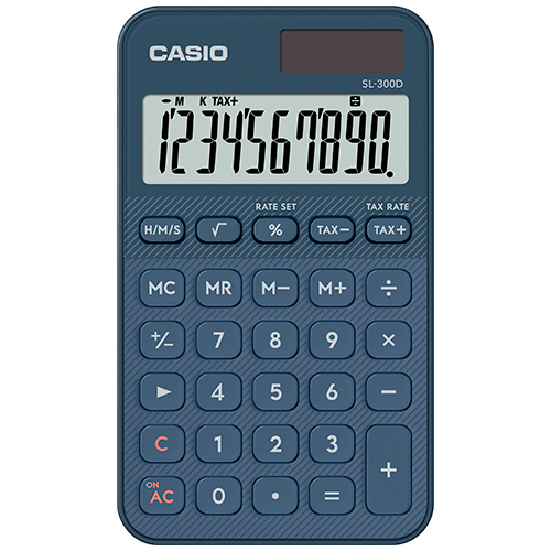 カシオ　カラフル電卓　１０桁　手帳タイプ　ネイビー　ＳＬ－３００Ｄ－ＮＹ－Ｎ　１台