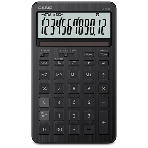 カシオ　スタイリッシュ電卓　１２桁　ジャストタイプ　アイアンブラック　ＪＦ－Ｍ２００－ＢＫ－Ｎ　１台