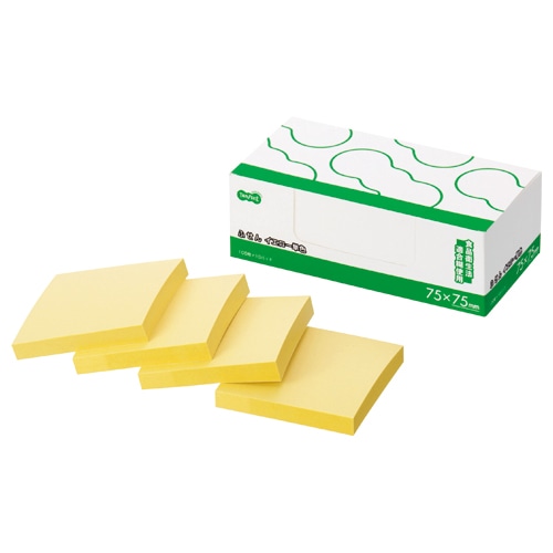 TANOSEE ふせん ノート正方形 75×75mm イエロー 1パック(10冊)
