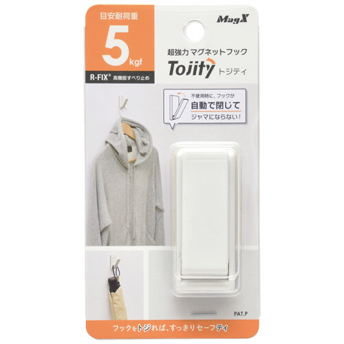 マグエックス　超強力マグネットフック　トジティ　耐荷重約５ｋｇ　Ｍ　白　ＭＲＧ－５Ｗ　１個