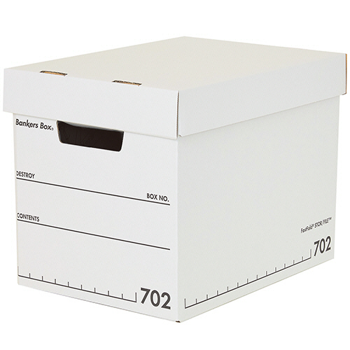 フェローズ　バンカーズボックス　７０２ボックス　Ａ４ミニ　ふた付　ホワイト／ブラック　ＦＥ－１００１４３１１６　１パック（３個）