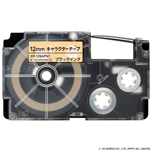 カシオ　ＮＡＭＥ　ＬＡＮＤ　サンリオキャラクターテープ　１２ｍｍ×３ｍ　ポムポムプリン／黒文字　ＸＲ－１２ＳＡＰＮ１　１個