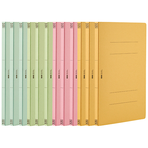 ＴＡＮＯＳＥＥ　フラットファイル（エコノミー）　Ａ４タテ　１５０枚収容　背幅１７．５ｍｍ　４色アソートパック　１パック（１２冊）