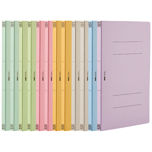 ＴＡＮＯＳＥＥ　フラットファイル（エコノミー）　Ａ４タテ　１５０枚収容　背幅１７．５ｍｍ　７色アソートパック　１パック（１２冊）